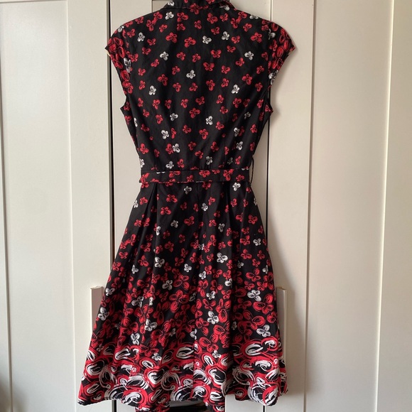 Mlle Gabrielle Black Vintage (1950’s) Dress Red and White Floral Design Small - Picture 8 of 8